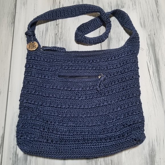 The Sak navy blue crochet shoulder/crossbody bag, in EUC - Picture 1 of 9